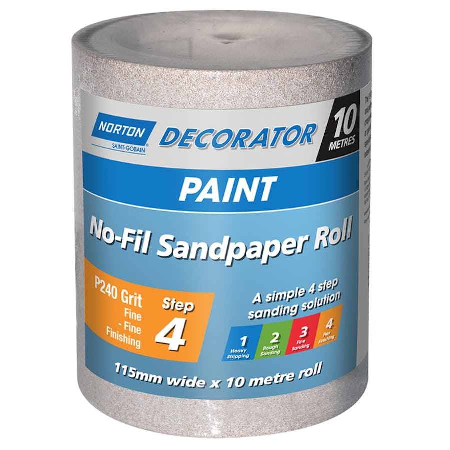 Norton No-Fil Sanding Roll for Paint 115mm x 10m (240 grit)